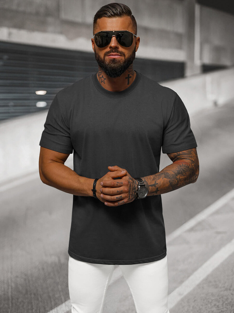T-shirt męski oversize grafitowy OZONEE NB/MT3098