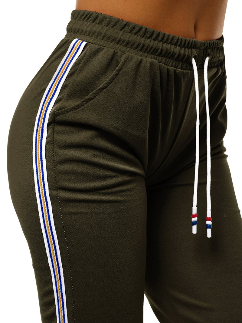 Spodnie dresowe krótkie damskie khaki OZONEE JS/1021/C7