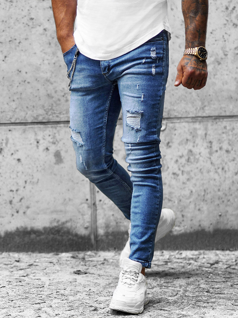 Spodnie jeansowe męskie ciemno-niebieskie OZONEE E/5604/01