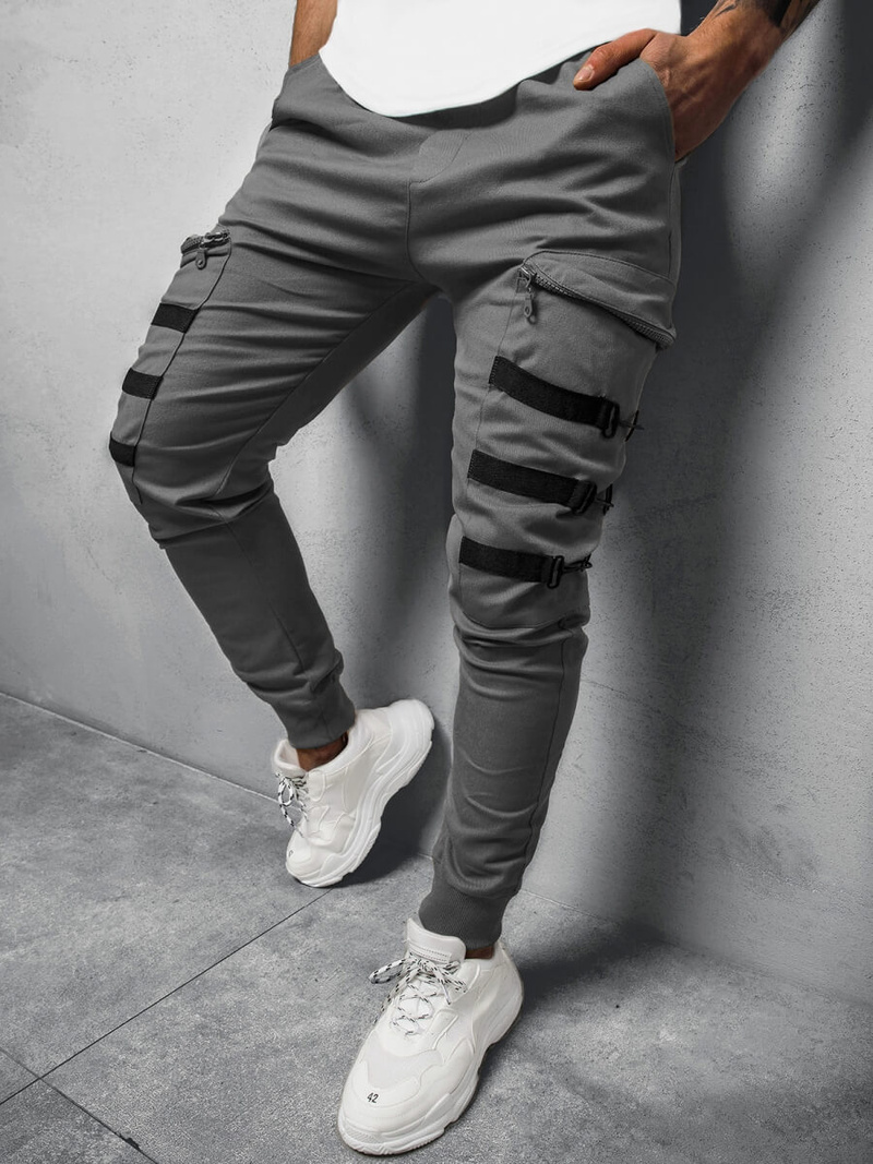Spodnie męskie chino joggery szare OZONEE G/11132