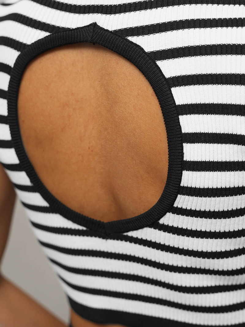 Komplet damski czarno/biały - bluzka i spódnica OZONEE O/JK262