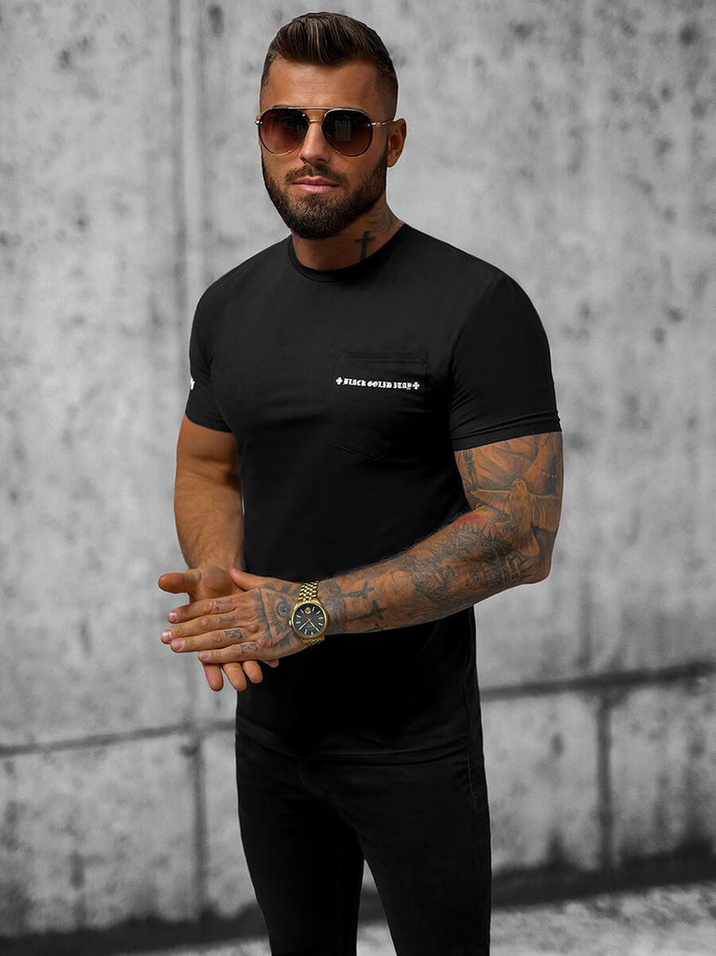 T-shirt męski slim fit czarny OZONEE NB/MT3044