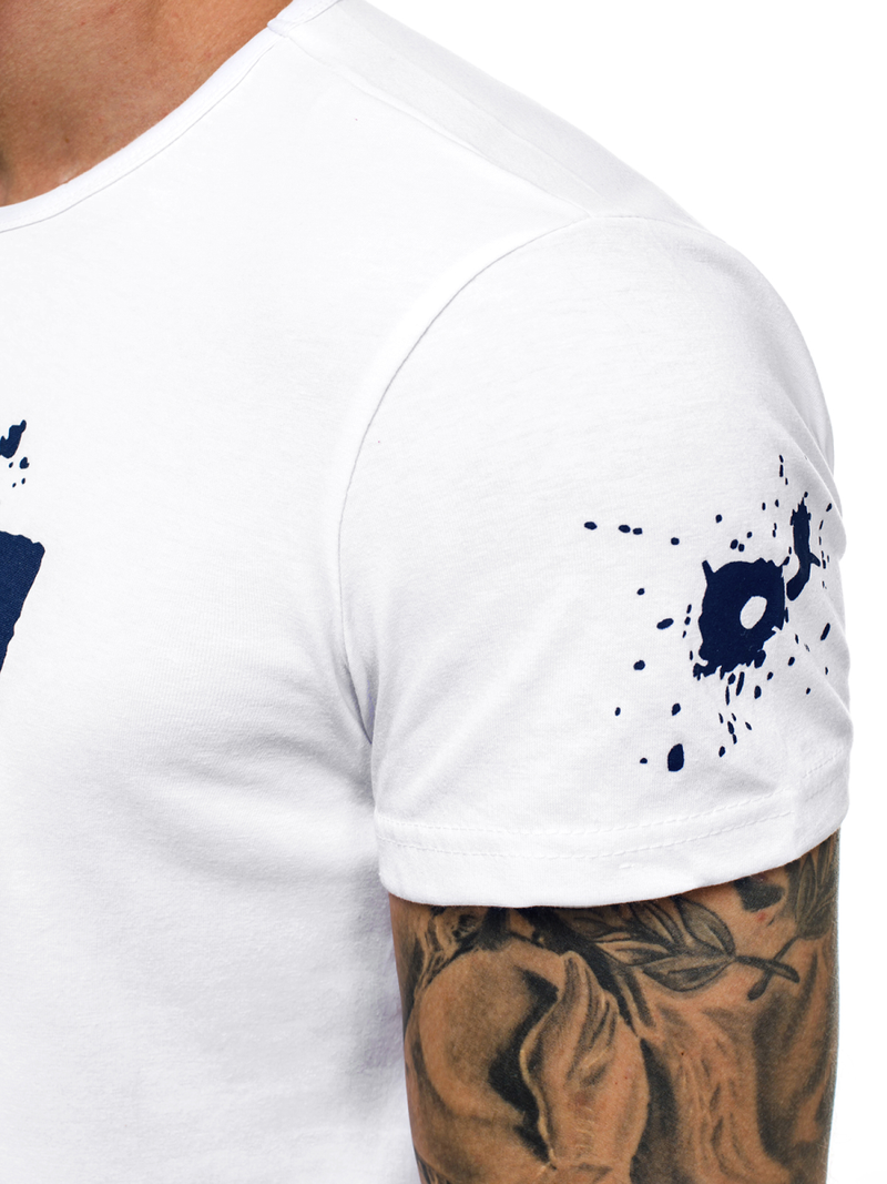 T-Shirt męski biały OZONEE JS/SS100730Z