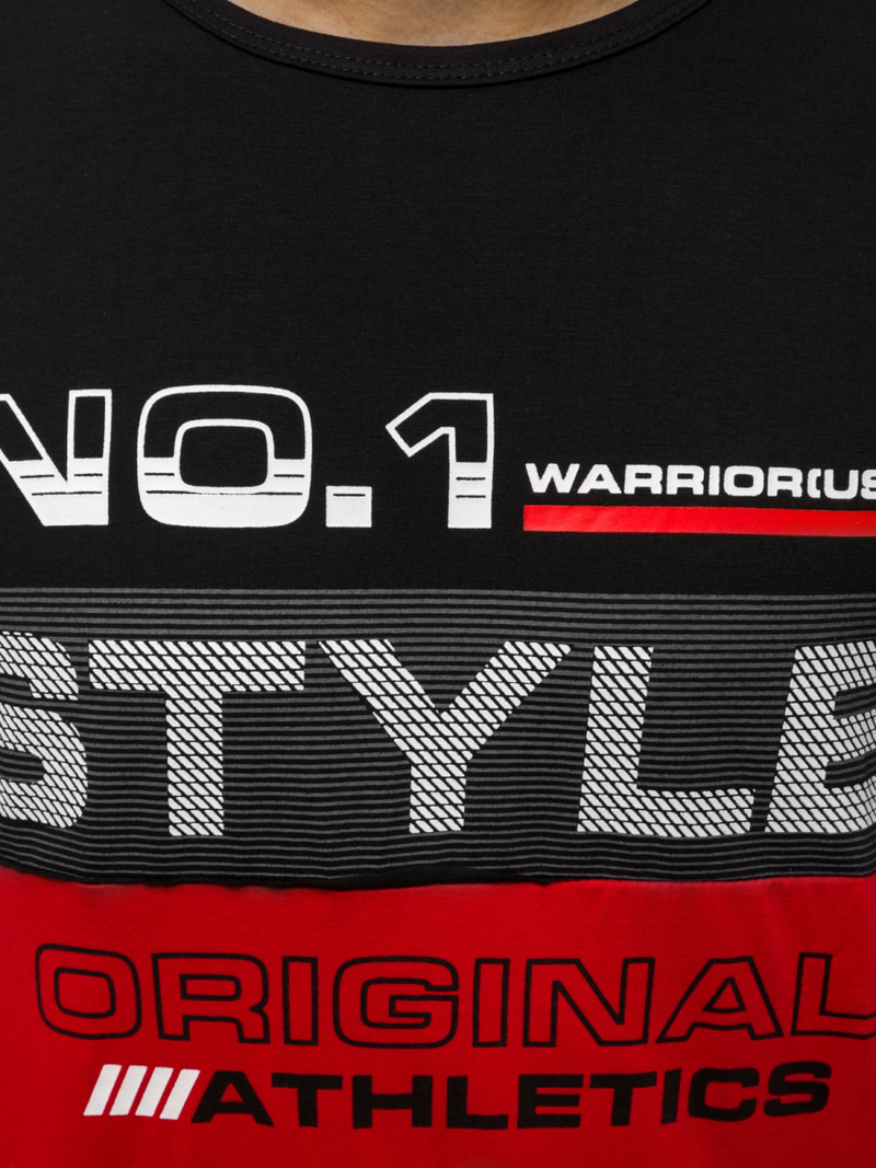 T-Shirt męski czarno-czerwony OZONEE JS/SS10900Z