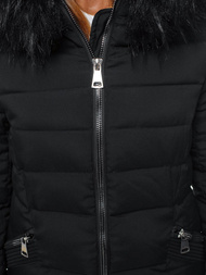 Kurtka zimowa damska parka z futerkiem czarna OZONEE O/SW029/1