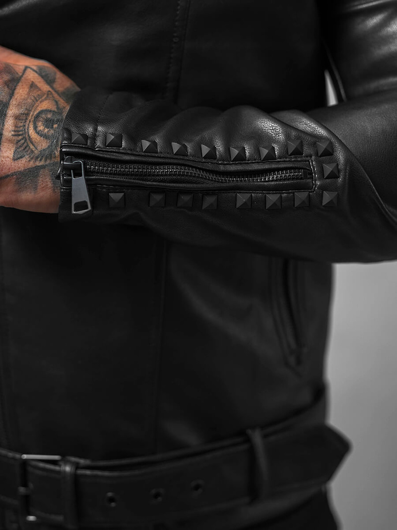 Kurtka skórzana męska czarna OZONEE O/8902