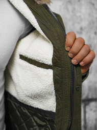 Kurtka zimowa męska parka z futerkiem khaki OZONEE JD/391Z