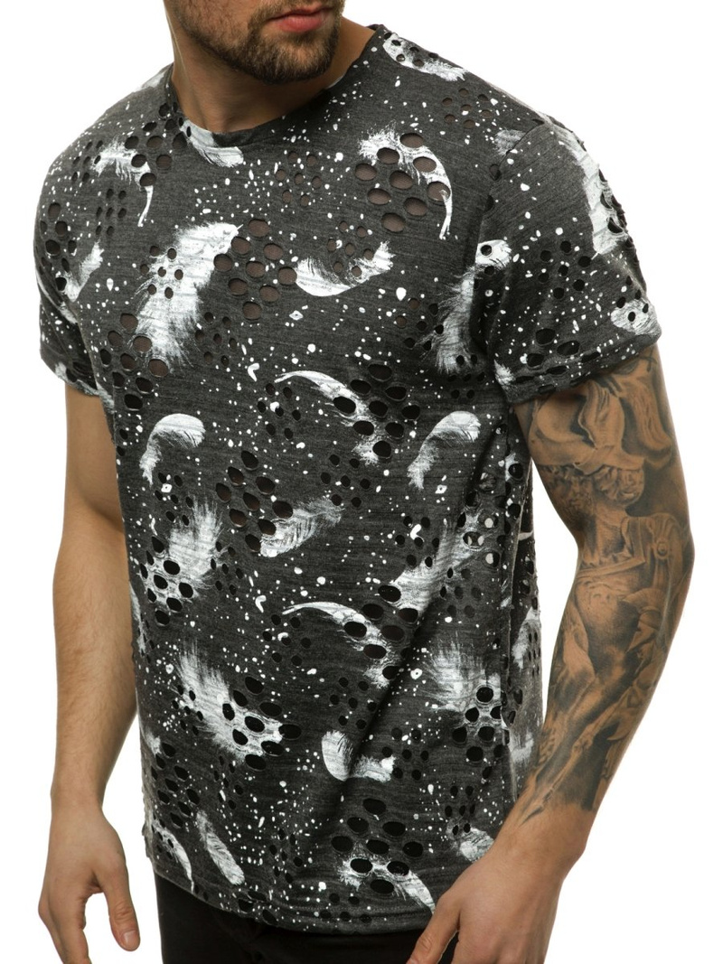 T-Shirt męski grafitowy OZONEE JS/KS2111