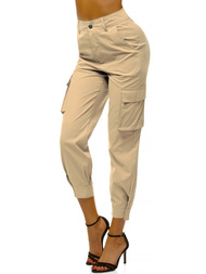 Spodnie damskie joggersy beżowe OZONEE O/HM002