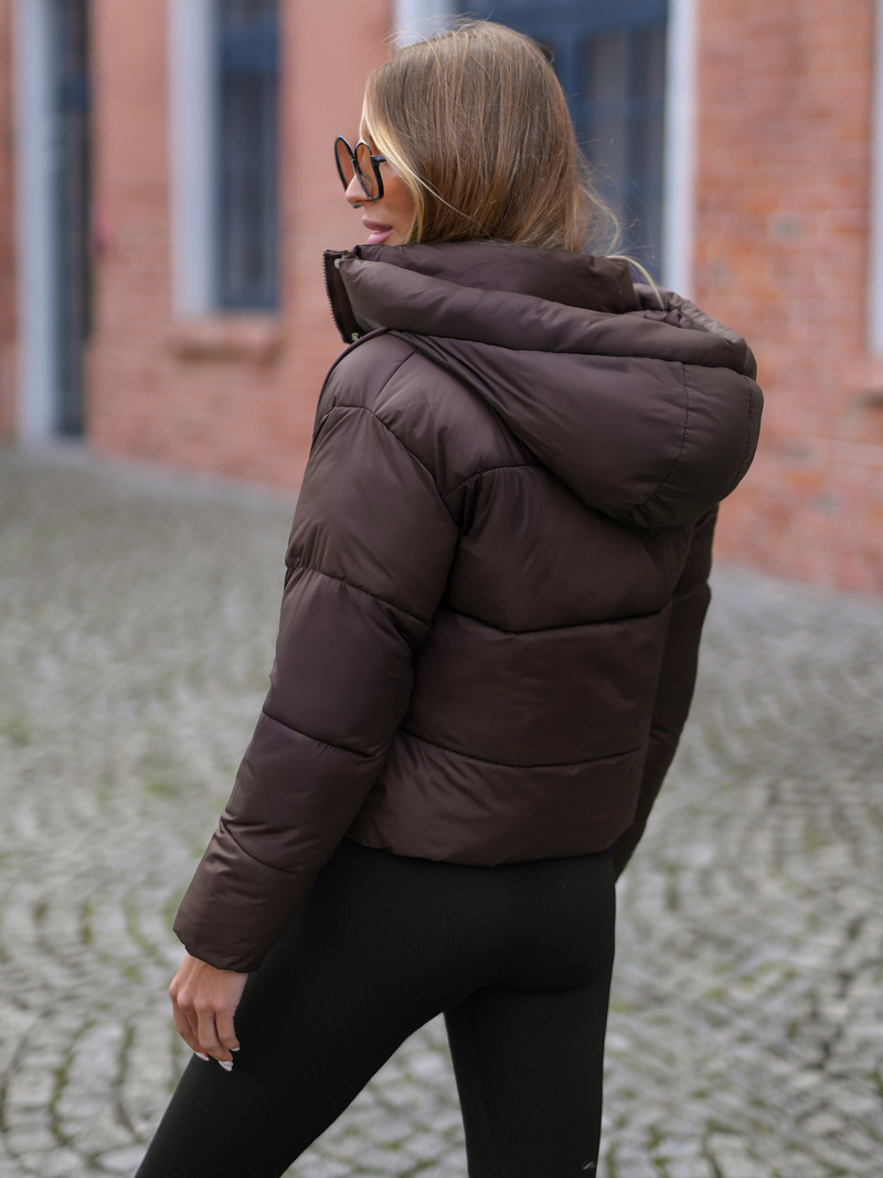 Kurtka zimowa damska pikowana czekoladowa OZONEE JS/16M9188/158Z