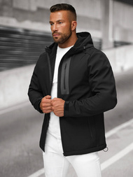 Kurtka softshell męska z kapturem czarna OZONEE JS/27B6513/3