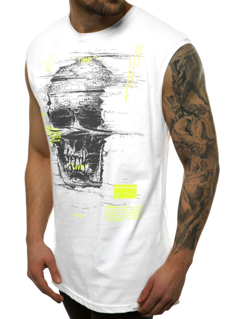 T-Shirt bez rękawów męski biały OZONEE MACH/M1212