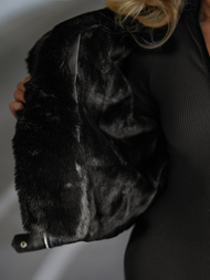 Жіноча шкіряна куртка чорна OZONEE JS/11Z8172Z