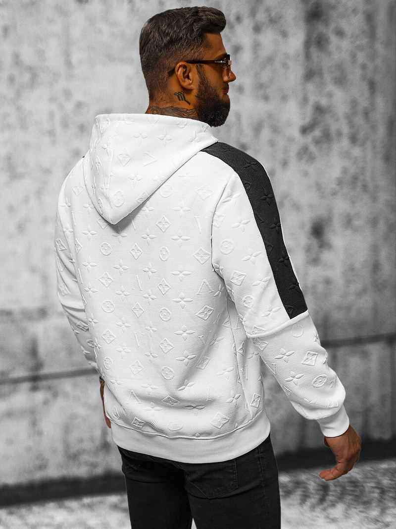 Bluza z kapturem męska biała OZONEE JS/3B572