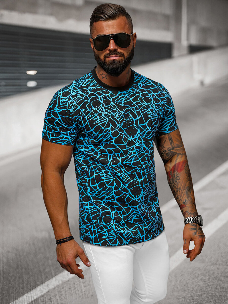 T-shirt męski czarny OZONEE JS/8T1199/3