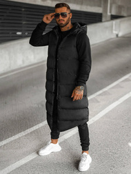 Kamizelka męska długa pikowana z kapturem czarna OZONEE O/M3203Z