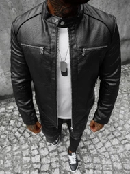 Kurtka skórzana męska czarna OZONEE JS/11Z8003