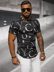T-shirt męski z nadrukiem czarny OZONEE O/T6482