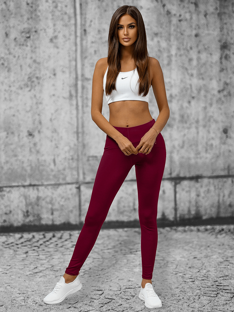 Legginsy damskie bordowe OZONEE O/YY9276