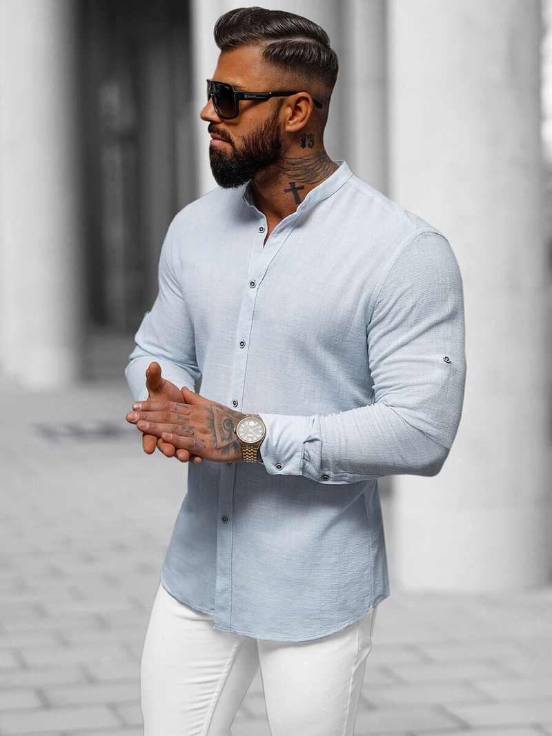 Класична сорочка чоловіча Яскраво-cиня OZONEE O/V84