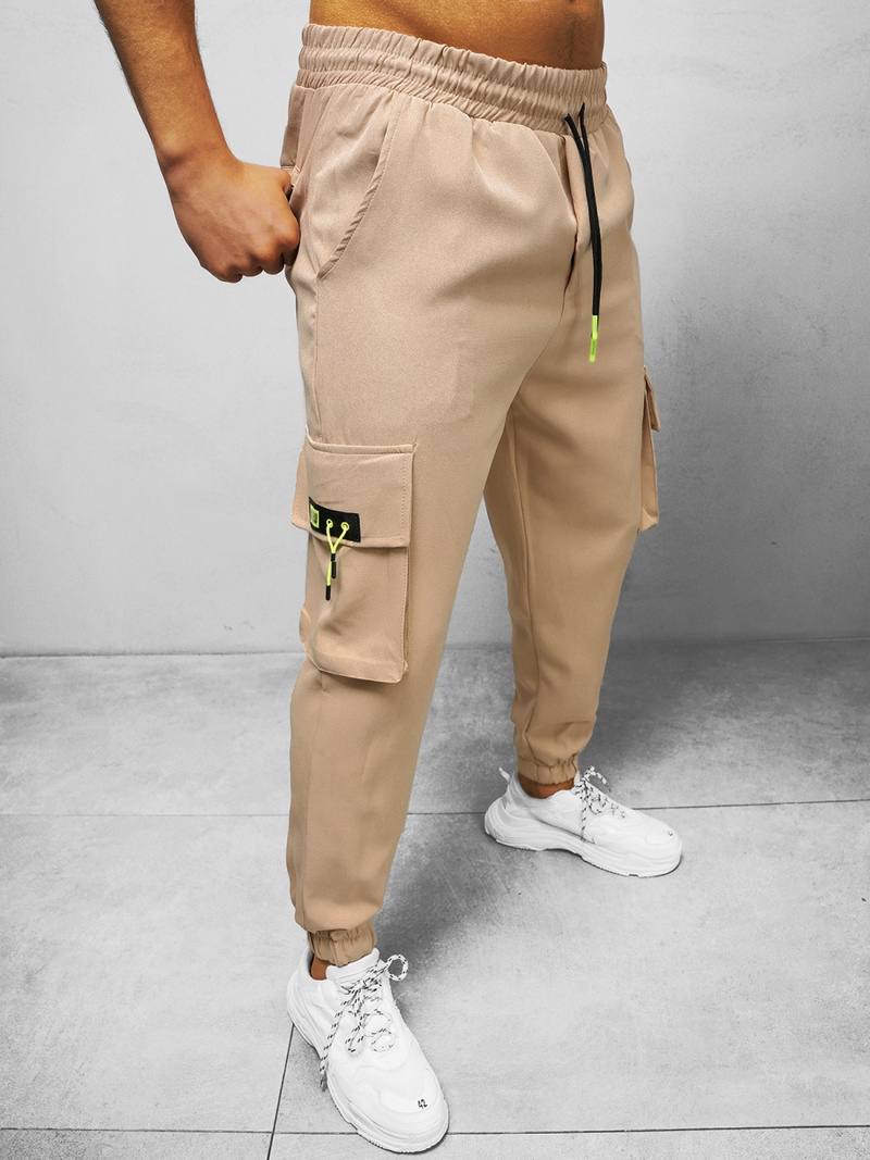 Spodnie męskie chino jogger beżowe OZONEE O/CP150