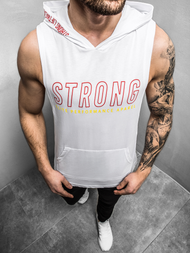 T-Shirt z kapturem męski biały OZONEE MAD/2992Z