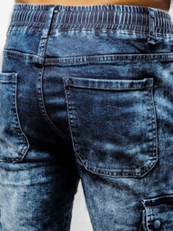 Spodnie jeansowe joggery męskie niebieskie OZONEE O/TF068