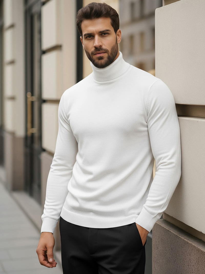 Sweter męski golf biały OZONEE V/V24504