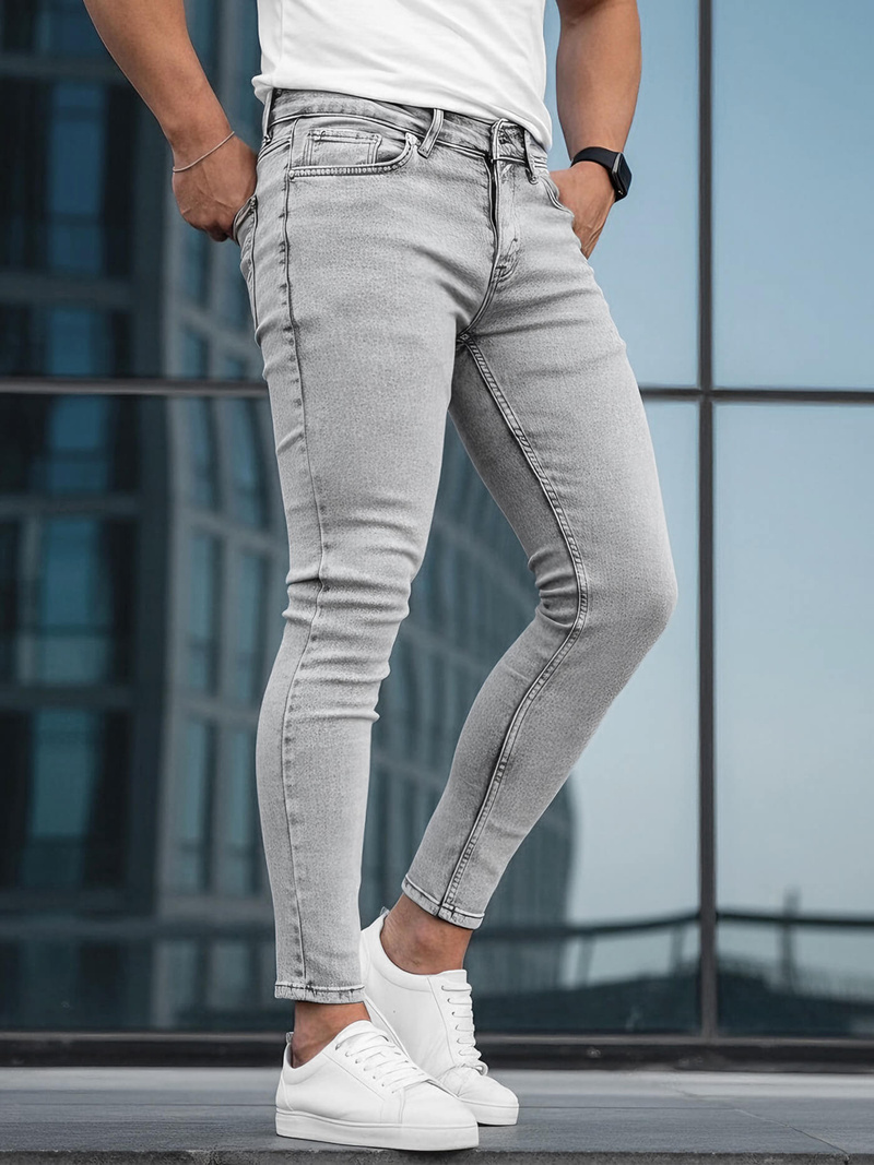 Spodnie jeansowe męskie slim fit szare OZONEE DO/2822/3