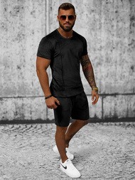 Komplet dresowy męski welurowy czarny OZONEE O/12133Z