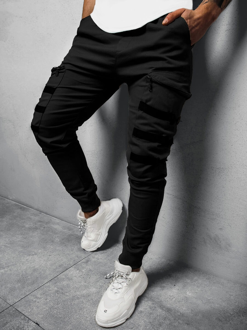Spodnie męskie chino joggery czarne OZONEE G/11132Z