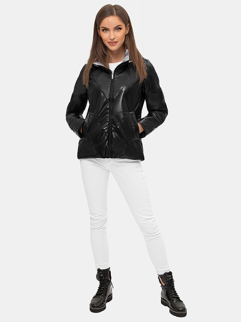 Kurtka damska z kapturem czarna OZONEE N/7008/1