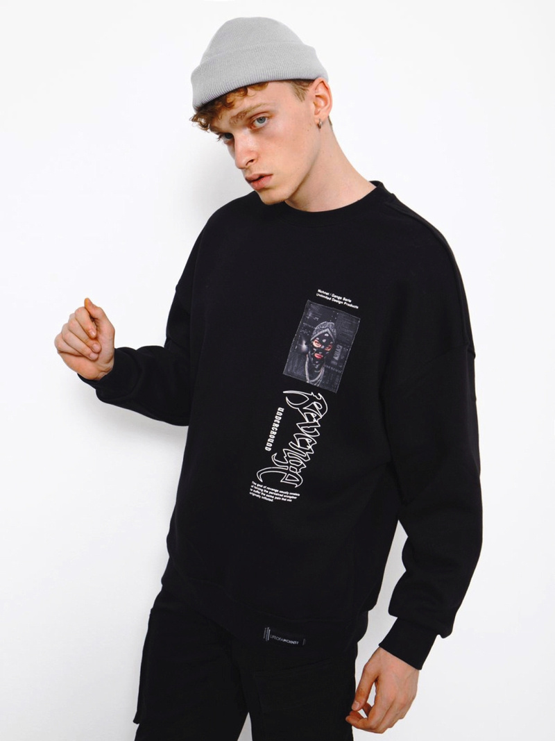 Bluza męska oversize czarna OZONEE MACH/M3288