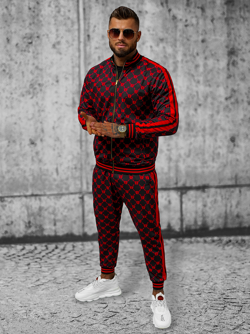 Спортивний костюм чоловічій Чорно-Червоний OZONEE O/12136