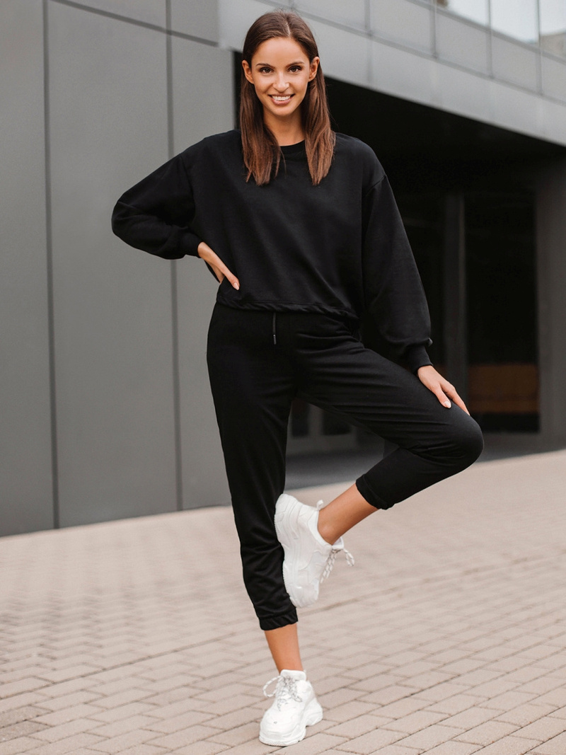 Komplet dresowy dwuczęściowy damski czarny OZONEE O/MB2040/21