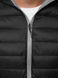 Kurtka przejściowa męska pikowana czarno-szara OZONEE JS/M13022/392