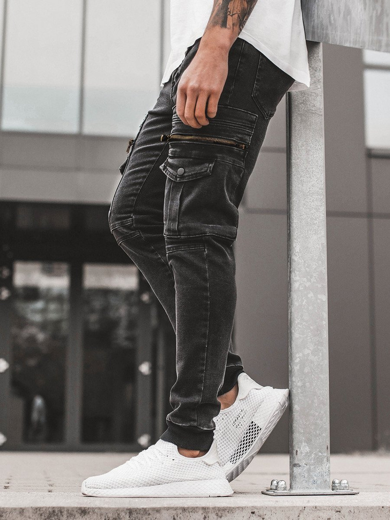 Spodnie jeansowe joggery męskie czarne OZONEE G/1081