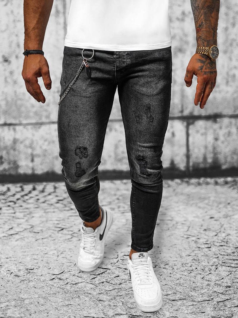 Spodnie jeansowe męskie czarne OZONEE O/260SPZ