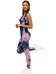 Жіночий спортивний костюм з двох частин рожевий і темно -синій OZONEE JS/YW88038