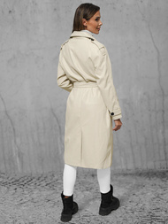 Płaszcz damski skórzany jasno-beżowy OZONEE JS/11Z8100