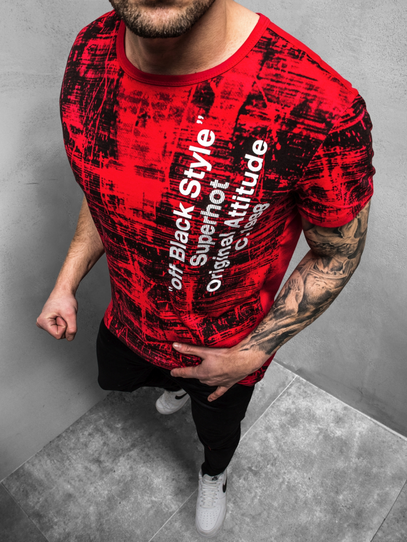 T-Shirt męski czerwony OZONEE JS/SS10920Z