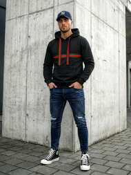 Bluza z kapturem męska czarna OZONEE JS/8B1735/3Z