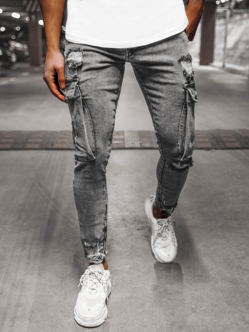 Spodnie jeansowe męskie grafitowe OZONEE O/B6006Z