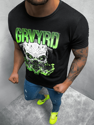 T-Shirt męski z nadrukiem czarny OZONEE JS/KS2653