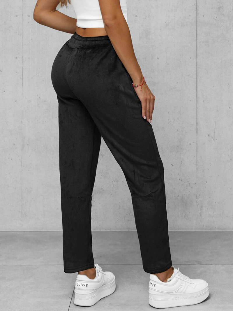 Spodnie dresowe damskie welurowe czarne OZONEE JS/92K520/3