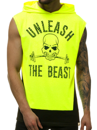 T-Shirt bez rękawów męski żółto-neonowy OZONEE MACH/M1214