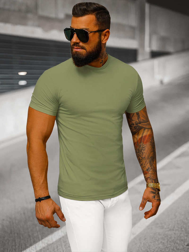 T-shirt męski slim fit khaki OZONEE NB/MT3001