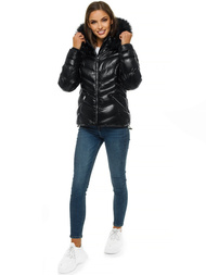 Kurtka zimowa damska z futerkiem czarna OZONEE JS/M23068/1