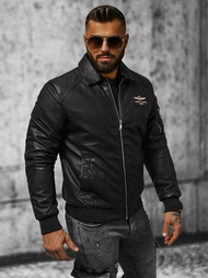 Kurtka skórzana męska czarna OZONEE O/4811Z