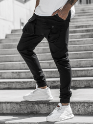Spodnie męskie chino joggery czarne OZONEE G/11144